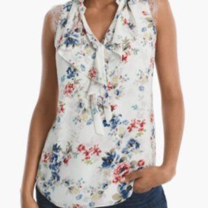 White House Black Market Floral Ruffle Blouse